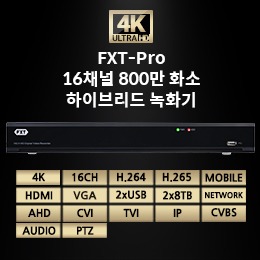 FXT - Pro 16채널 800만 화소하이브리드 녹화기(하드미포함)